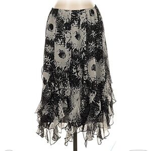 Bergamo Studio Silk Handkerchief Hem Ruffle Midi Skirt Abstract Whimsigoth 4